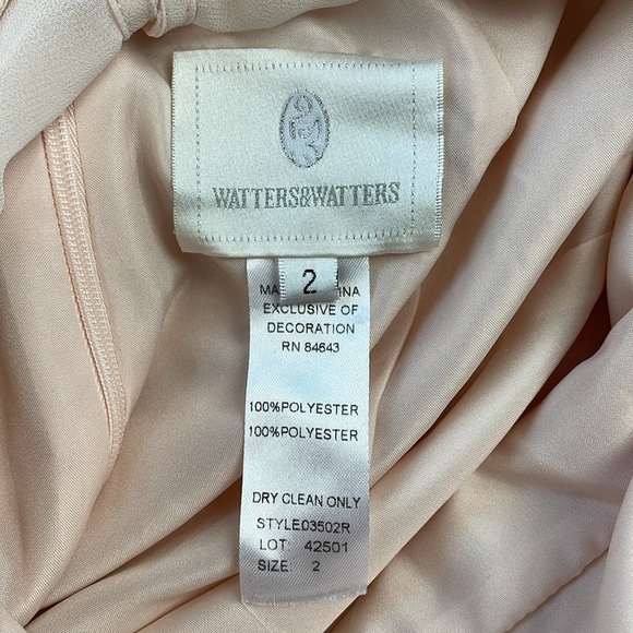 NWT Watters & Watters x BHLDN Nova Maxi Dress Ice Pink Chiffon Sz 2 - Picture 9 of 13